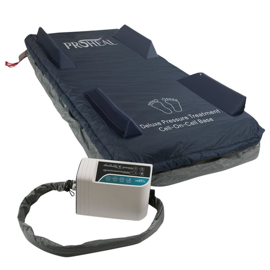 Low Air Loss / Alternating Pressure Mattress System w/ Deluxe Digital Pump and Cell-On-Cell Support Base w/ Raised Rail 36x80x8/11