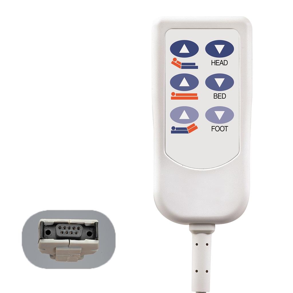 Hd2 Bed Control Pendant, 9-Pin, 6 Button
