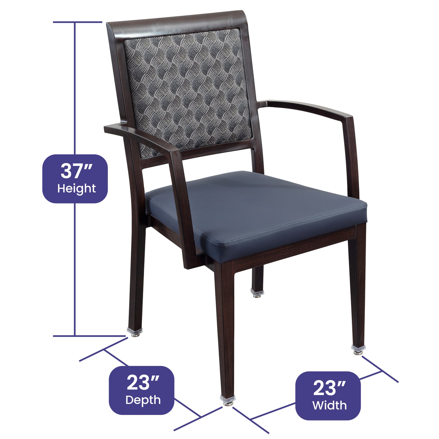 Dark Blue Chair with Square Arms, Square Grey Back | Facility Wing: Dining Room