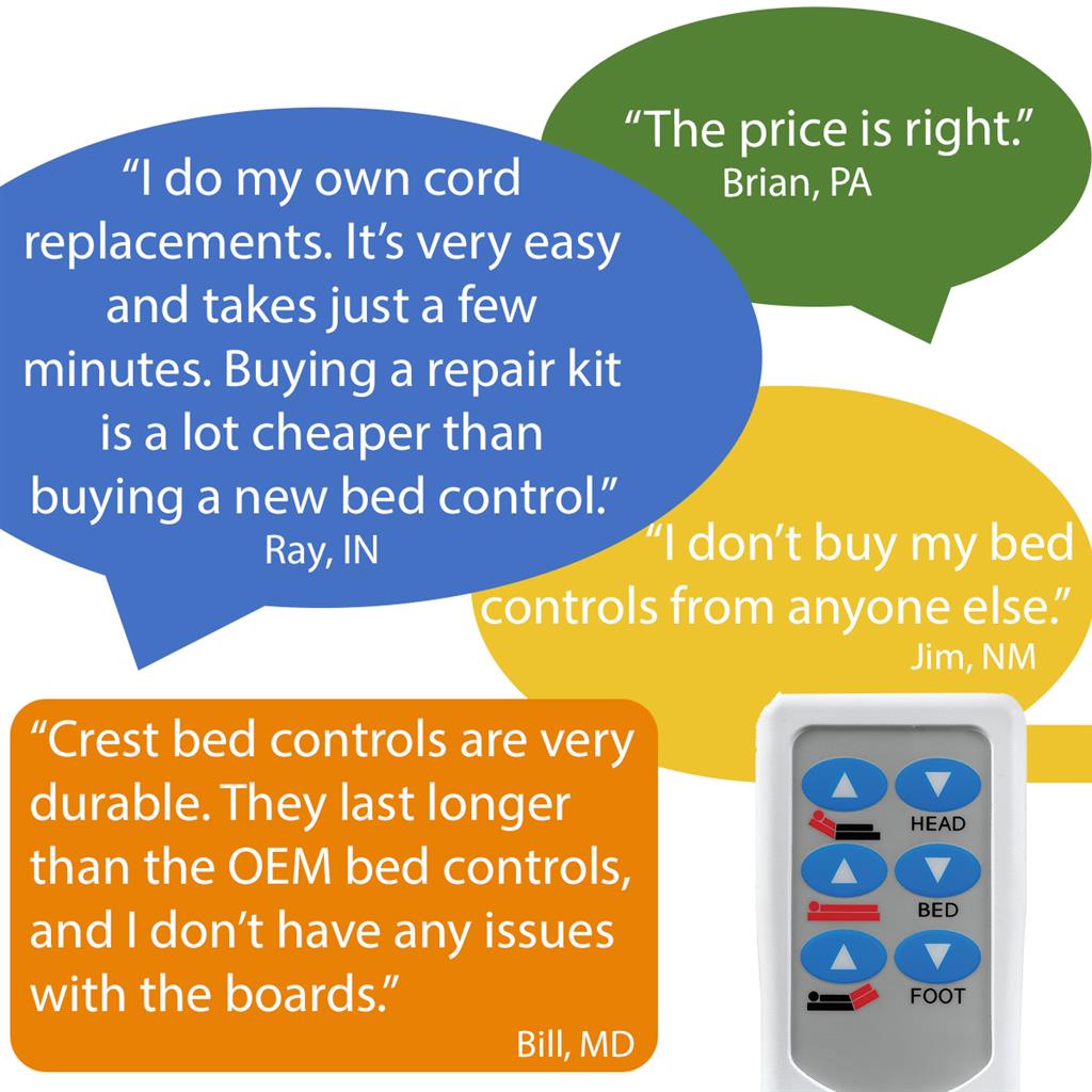 White HD2 Bed Control for NOA, 13-pin DIN, 8 button