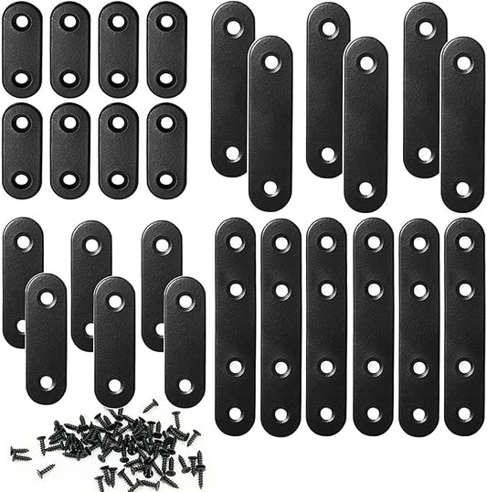 Qsj 26 Sets Flat Plate Straight Bracket Flat Brace Bracket Stainless Steel, 36Mm/46Mm/56Mm/76Mm Wood Brackets Mending Repair Plate Brace