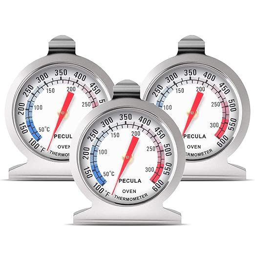 Oven Thermometer 50-300°C/100-600°F, Instant Read Stainless Steel, 3 per Pack