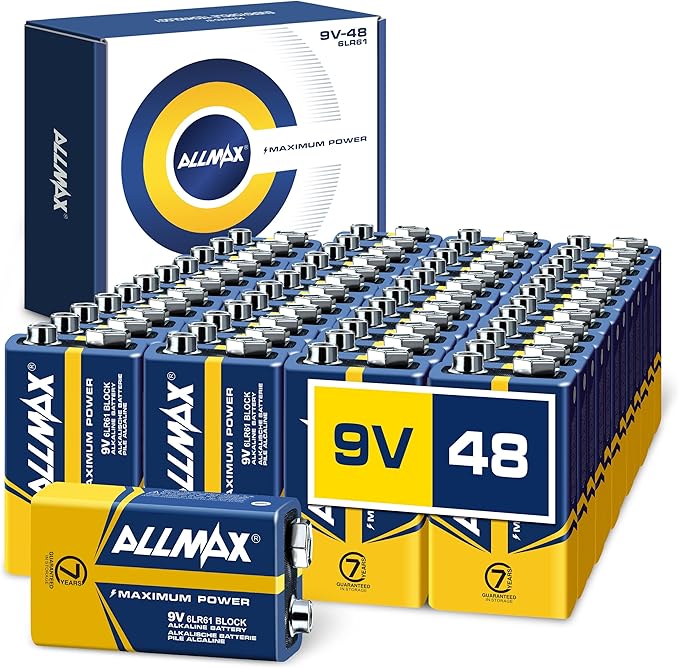9V Maximum Power Alkaline Batteries (48 Count) – Ultra Long-Lasting, 7-Year Shelf Life, Leakproof Design, Maximum Performance