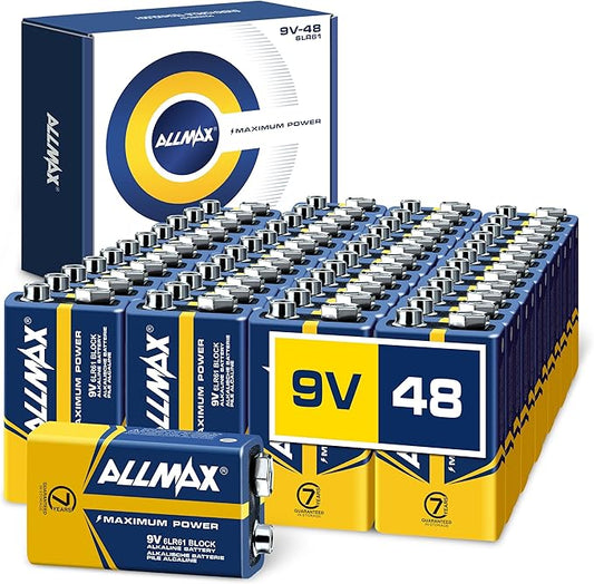 9V Maximum Power Alkaline Batteries (48 Count) – Ultra Long-Lasting, 7-Year Shelf Life, Leakproof Design, Maximum Performance