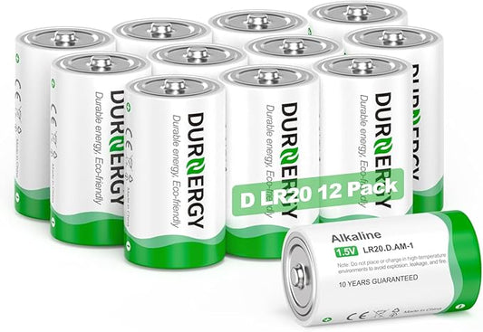 D Batteries Alkaline, 12 Per Pack