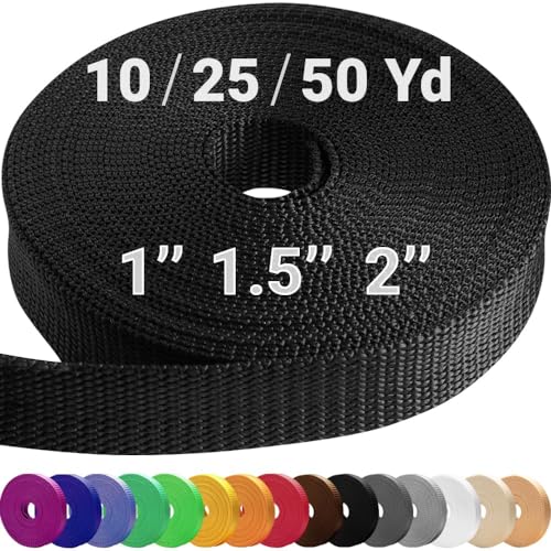 2 Inch Webbing – Black – 50 Yards – 2” Heavy-Duty Wide Webbing for Climbing Outdoors Indoors Crafting DIY