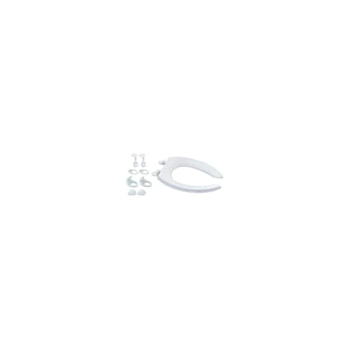 Elongated Commercial-Grade Plastic Open Front Toilet Seat in White