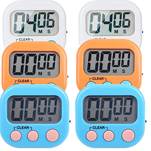 6 Pack Small Digital Kitchen Timer Magnetic Back