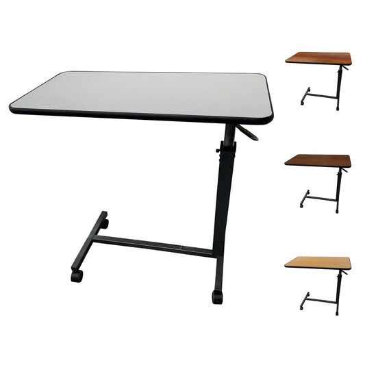 Medical Gray Overbed Table with Wheels for Home and Hospital Use