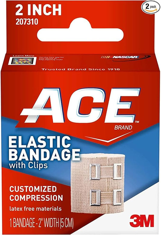 ACE Elastic Bandage With Clips Customized Compression 2 Inches, 2 per Pack