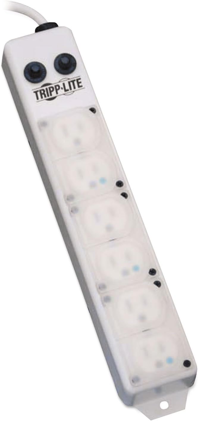 Tripp Lite Safe-IT Power Strip 6 Outlet UL 1363A Patient-Care Vicinity White