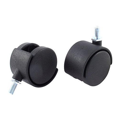5/16" x 5/8" Threaded Stem Nylon 2" Swivel Twin Caster Plate Casters Wheels 2pcs