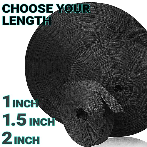 1 Inch Webbing – Black – 50 Yards – 1” Webbing for Climbing Outdoors Indoors Crafting DIY