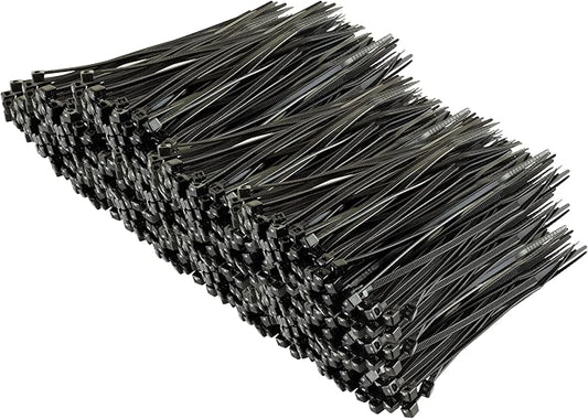 4 Inch Black Zip Ties, 1,000 Bulk Pack, 18Lb Strength, Uv Resistant Small Nylon Cable Ties, Self-Locking