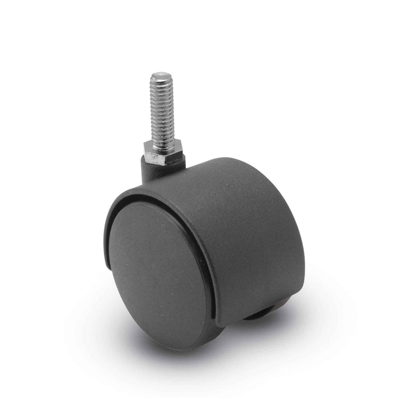 50mm Nylon Swivel Twin Wheel Caster with 3/8"x3/4" Threaded Stem