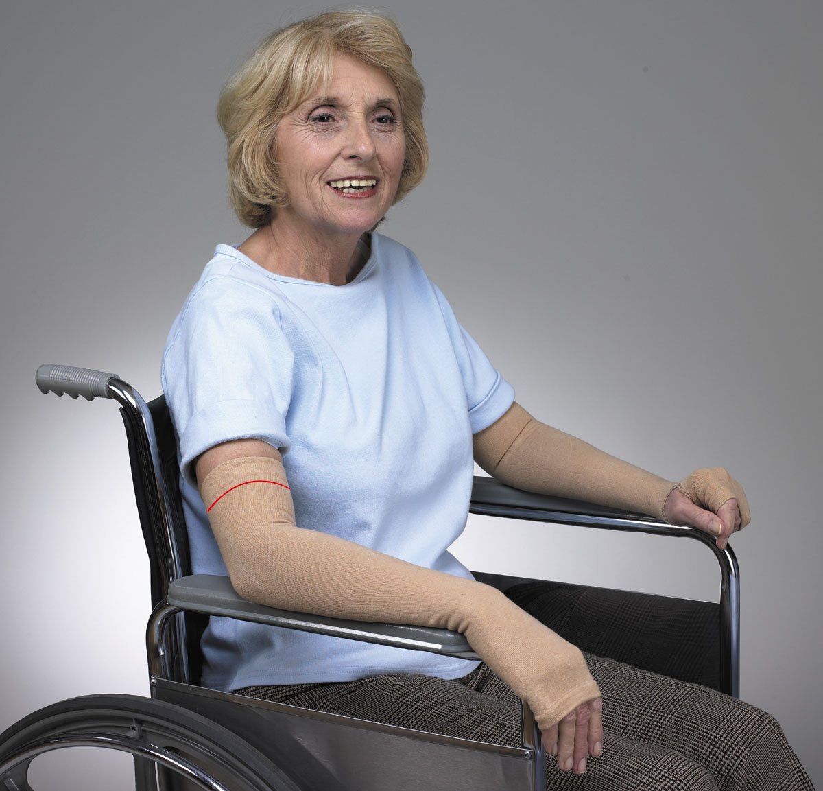 Light Tone Geri-Sleeves - 15" Arm Red Stripe, Pair