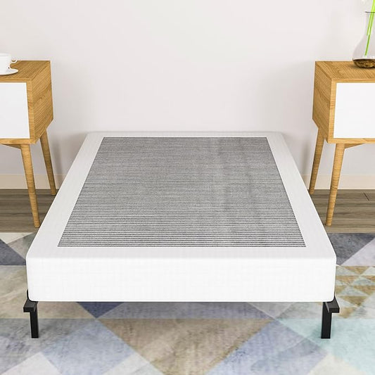 8 Inch Twin Box Spring With Cover Heavy Duty Metal Box Spring Only,Sturdy Mattress Foundation, Non-Slip,No Noise,Easy Assembly