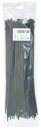 14 Inch Black Zip Ties, 100 Pack, 50lb Strength,