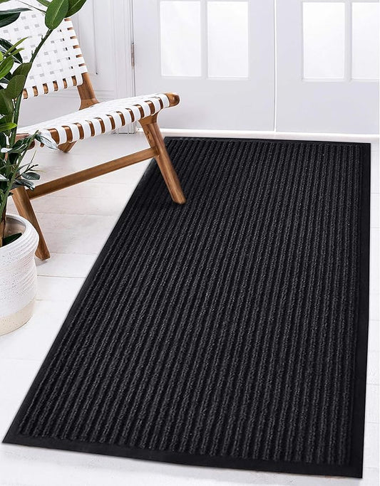 Extra Long Rubber Door Mat - 4X6 Ft, Heavy Duty, All-Weather Indoor/Outdoor, Easy To Clean, Waterproof, Low-Profile Design, Black
