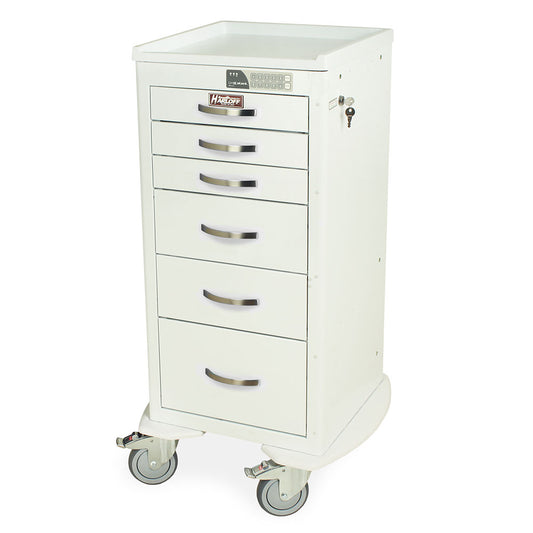 M-Series Tall Anesthesia Cart, Mini Width, Six Drawers, Electronic Keypad Lock