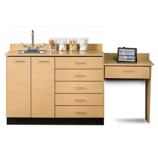 Base Cabinet Set with 2 Doors, 5 Drawers and Desk