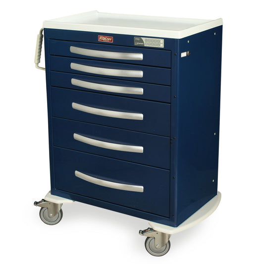 A-Series Aluminum Breakaway Crash Cart, Tall H, 6 Drawers, Breakaway Lock