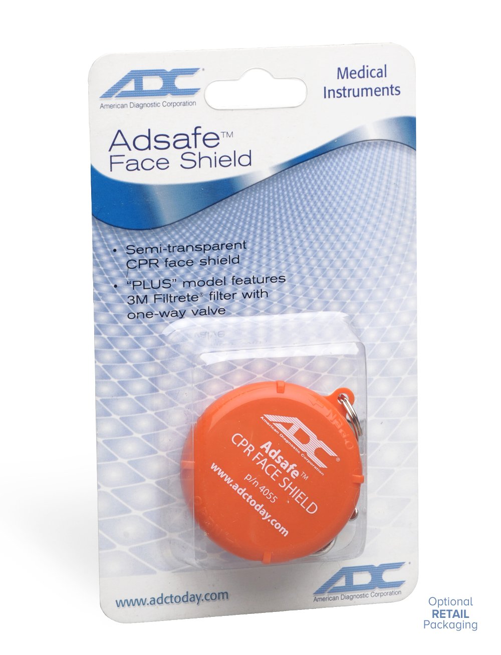ADSAFE Adult Face Shield for CPR with Orange keychain, 1 Each