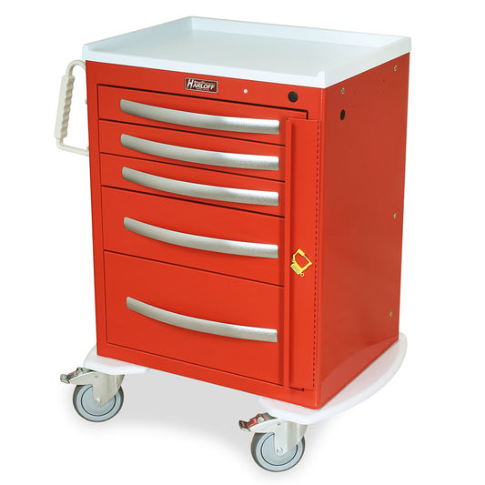 A-Series Aluminum Crash Cart, Short, Medium W, 5 Drawers, Breakaway Lock