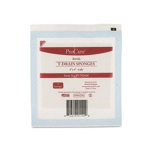 Drain Sponges (Trache Gauze) 4"X4" Sterile, 2Ea/Pk 25Pk/Bx 12Bx/Cs
