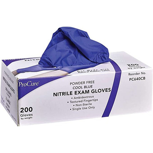ProCure Disposable Nitrile Gloves - Cool Blue
