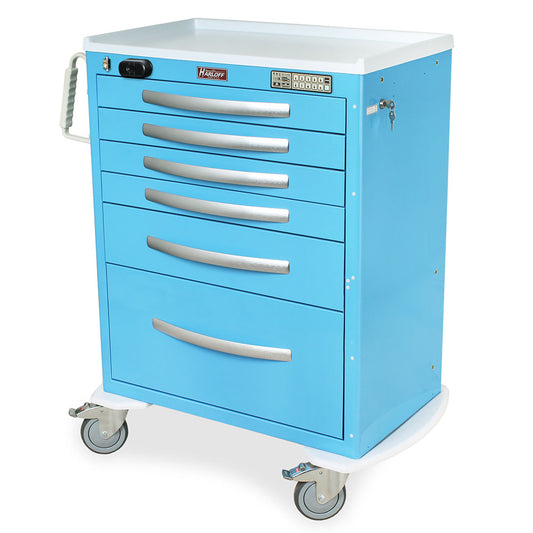 A-Series Crash Cart, MD30-EMG1 Emergency PKG, Short, 5 Drawers, Breakaway Lock