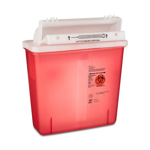 Sharps Collector, 5Qt. Red, Counter Balanced Lid, 20Ea/Cs