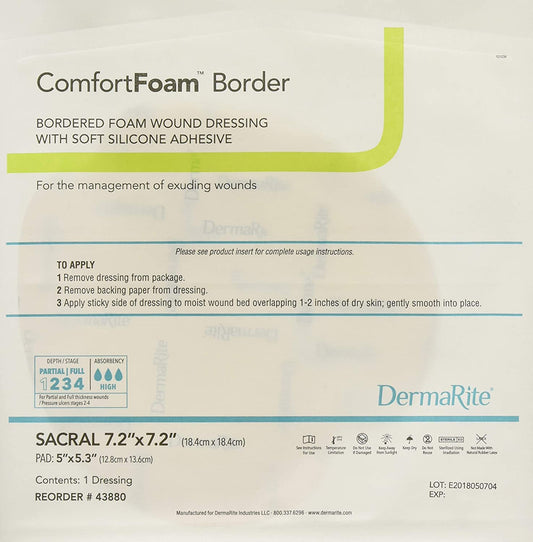 Dermarite Industries Comfort Foam Border, Sacral Sm, 7.2x7.2, 5 Count