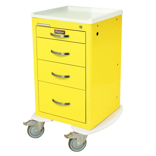 A-Series Narrow Aluminum Key Lock Mini Width Cart, X-Short Height, 3 Drawers
