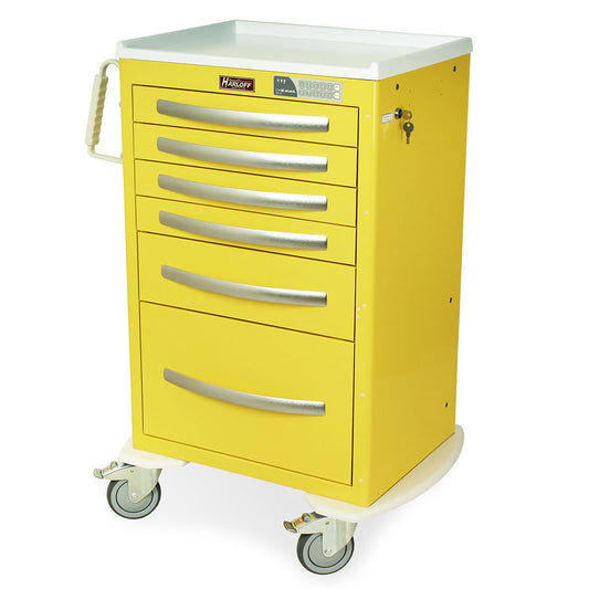 A-Series Aluminum Isolation Cart, Tall, Medium W, 6 Drawers, E-Keypad Lock