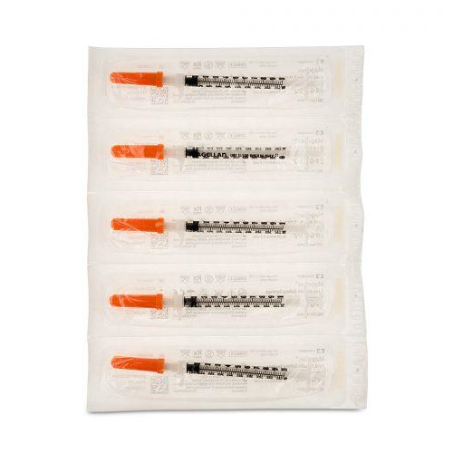 1Ml Insulin Safety Syringe Permanent Needle 29G X 0.5" - 50/Bx