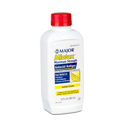 Mintox Maximum Strength Antacid Liquid 12Oz Lemon Creme - 12Ea/Cs