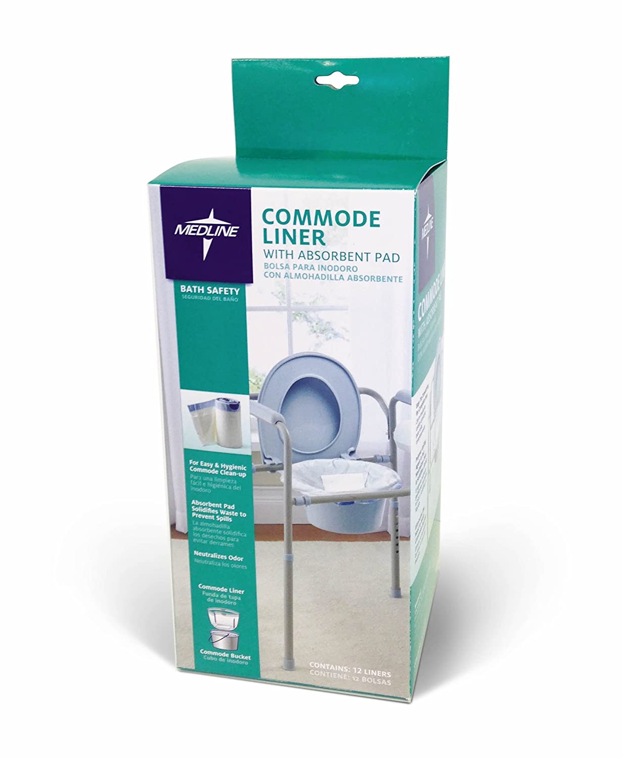 Medline Universal Commode Liner Rolls, Absorbent Pad Solidifies Waste - 72 Count