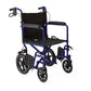 Basic Aluminum Transport Chair With Permanent Full-Length Arms, Swing-Away Footrests And 12" Wheels, Blue