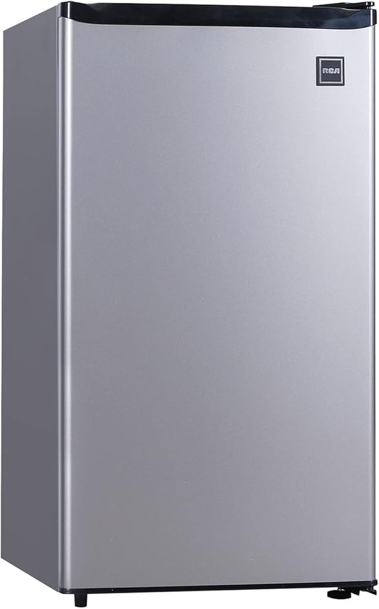 Mini Refrigerator, Compact Freezer Compartment, Adjustable Thermostat Control, Reversible Door, Platinum Stainless, 3.2 Cubic Feet