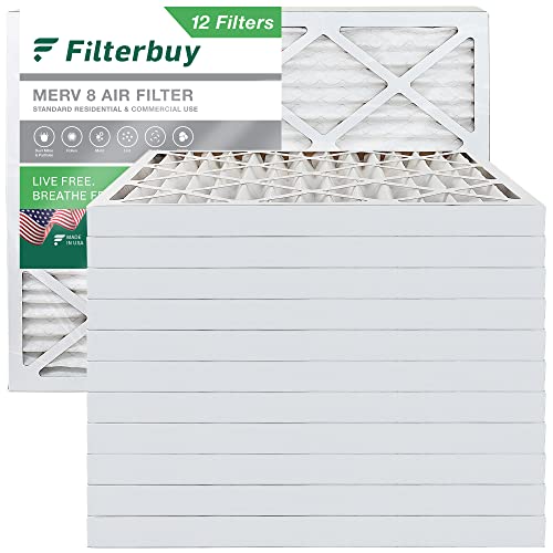 Filterbuy 16x20x2 Air Filter MERV 8 Dust Defense (12-Pack), Pleated HVAC AC Furnace Air Filters Replacement (Actual Size: 15.50 x 19.50 x 1.75 Inches)