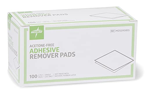 Medline Adhesive Remover Pads, Acetone-Free, 2-Ply, Box of 100