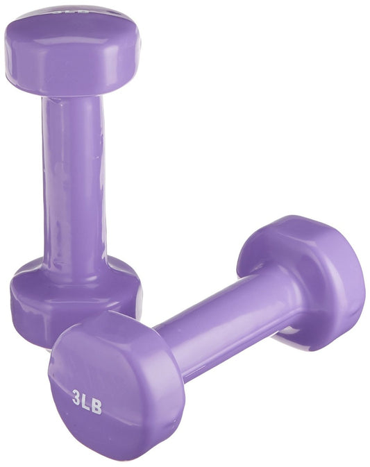 Sammons Preston Vinyl-Coated Iron Dumbbells, 3lb Pair