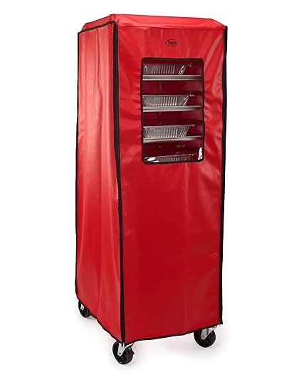 Sterno Full Size Bun Rack Cover, Vinyl, Zipper Closure, Red
