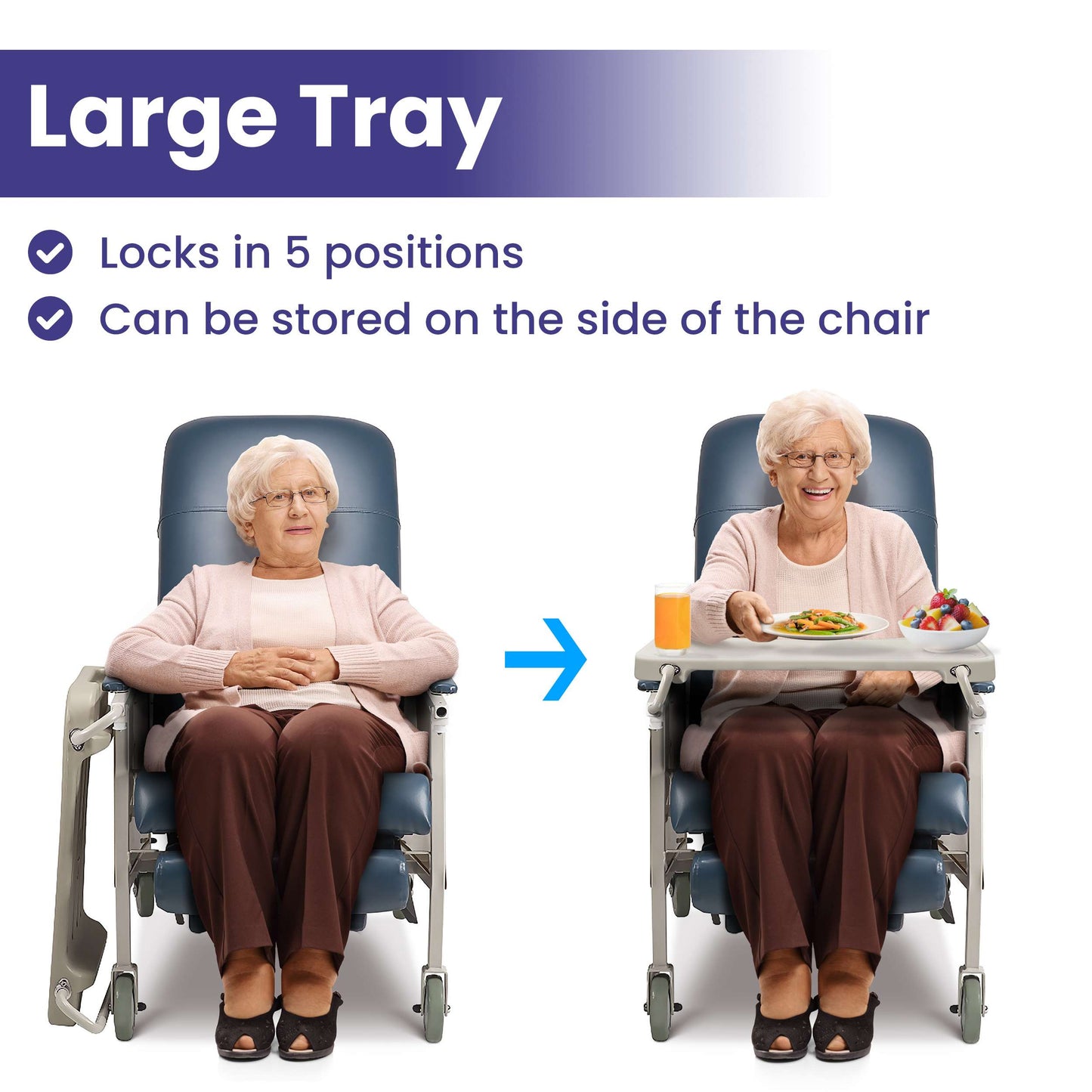 Medical Recliner Chairs for Elderly - Bariatric Geri Chair Recliner with a Tray