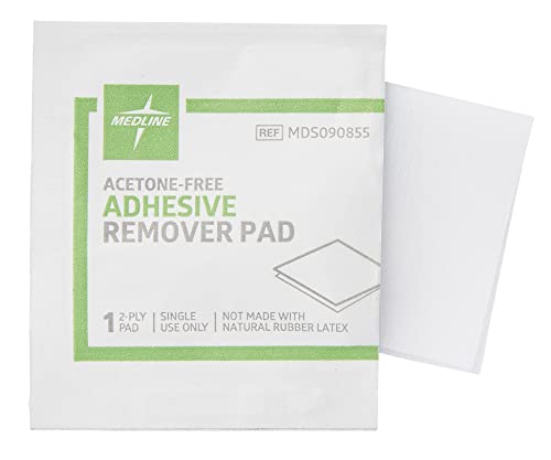 Medline Adhesive Remover Pads, Acetone-Free, 2-Ply, Box of 100