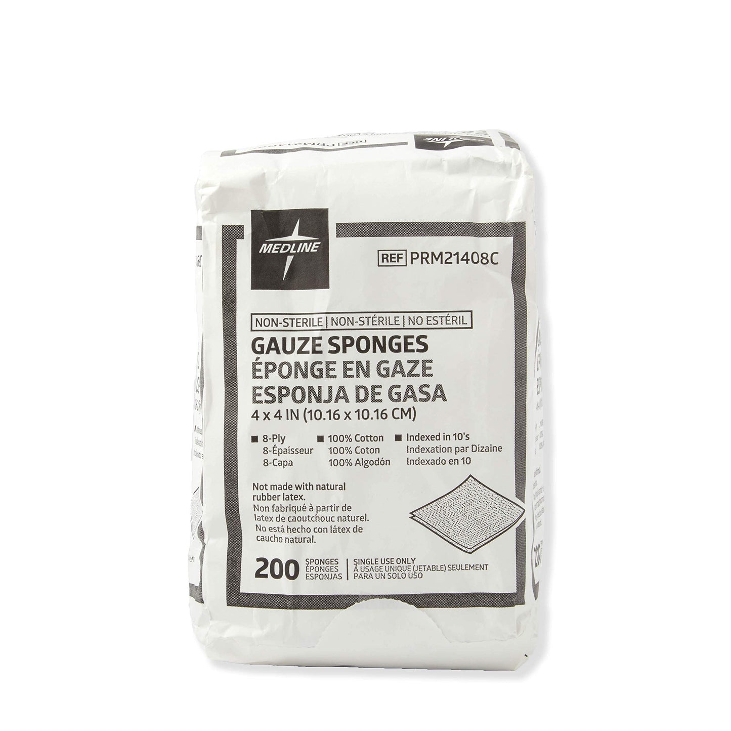 Medline 4 x 4 inch Gauze Sponges, 8-Ply Woven Non-Sterile Gauzec- Case of 4,000