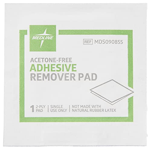 Medline Adhesive Remover Pads, Acetone-Free, 2-Ply, Box of 100