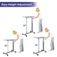 Overbed Table with Wheels - Gray Composite Top and Adjustable Height