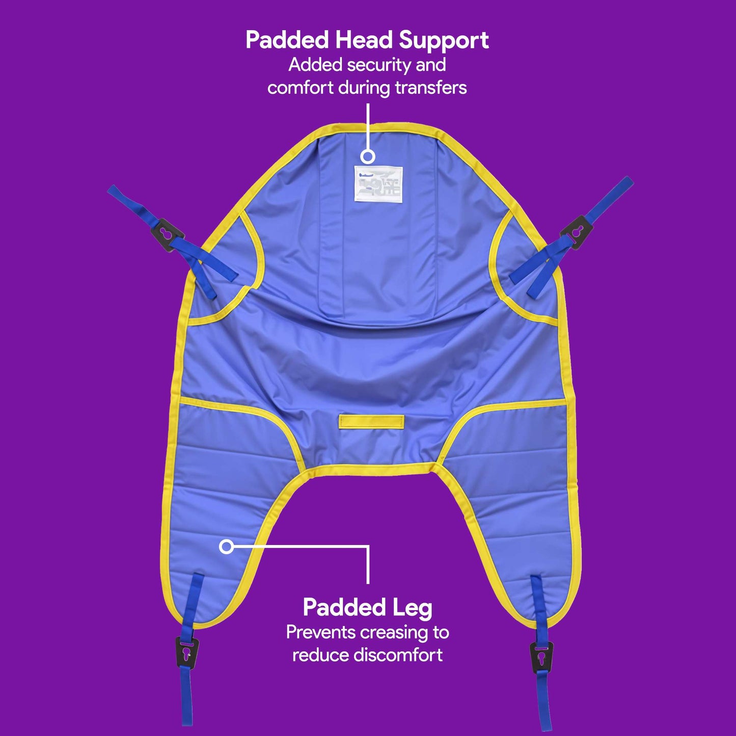 Padded Clip U Sling for Cradle Bar Patient Lifts -Head Support, X Large, 55"x42"